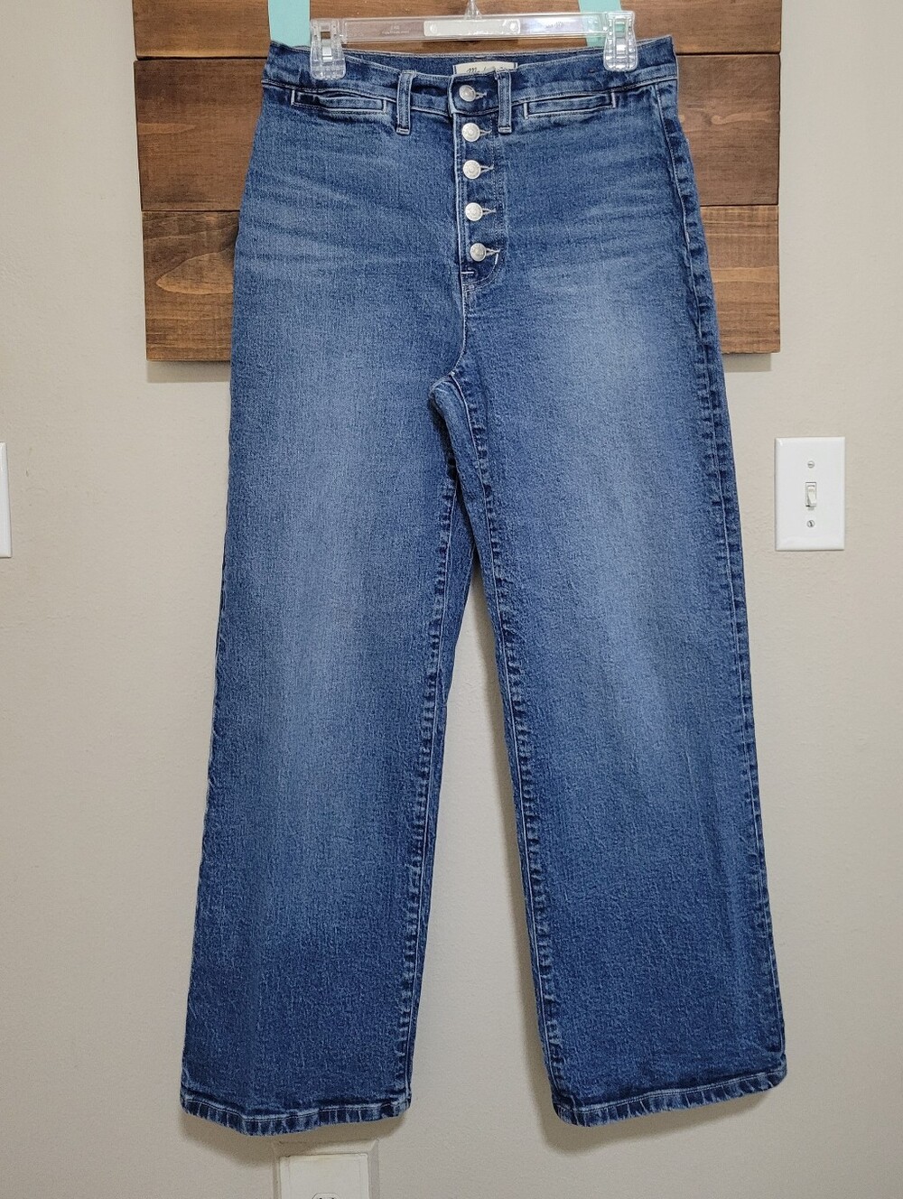 Madewell Blue The Perfect Vintage Wide Leg Button Fly High Rise Jeans Size 28